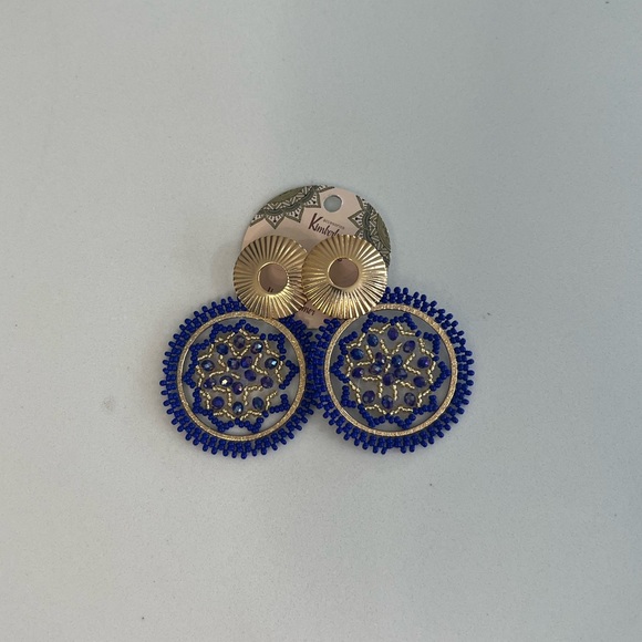 Beautiful Brand New With Tags Blue and Gold Earrings - Picture 2 of 5